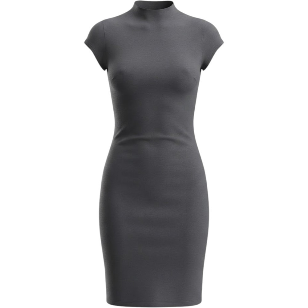 Mikey & Joey Dress Women Small Black Distressed Mock Neck Cap Sleeve Bodycon